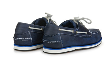 Sporty shoes in sport shoes concept on white