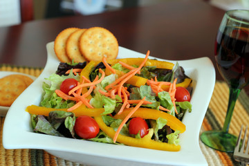Salad and a glass of wine