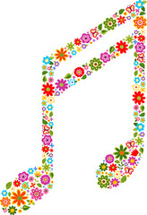 musical note with flowers pattern