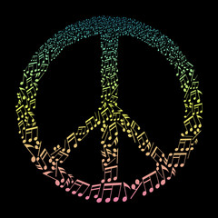 peace symbol with musical notes