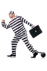 Convict criminal in striped uniform