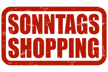 Grunge Stempel rot SONNTAGSSHOPPING