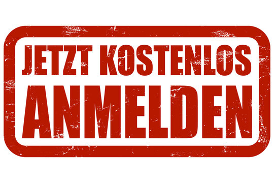 Grunge Stempel rot JETZT KOSTENLOS ANMELDEN