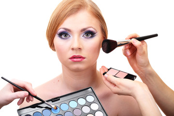 Portrait of beautiful young woman with making makeup, isolated
