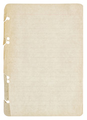 old paper sheet isolated on white