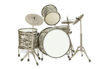 Black-and-white drum kit