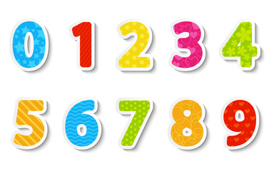 Set of color paper numbers