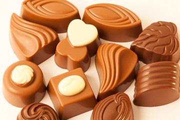Allsorts made from milk chocolate