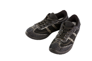 Black sneakers isolated on white background