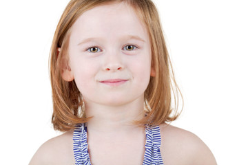 Humeral portrait of little girl in striped swimsuit