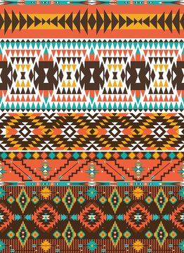 Aztec colorful geometric seamless pattern with arrow