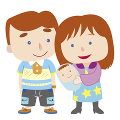 illustration of cute family with white