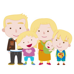 illustration of cute family with white