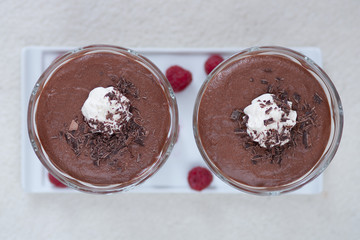 Chocolate cream desserts in glass