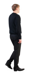 back view of walking  business man