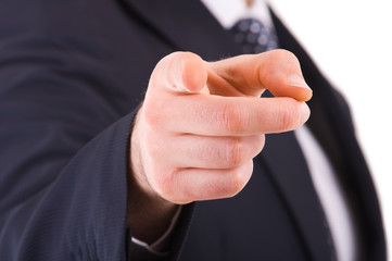 Businessman pointing with finger.