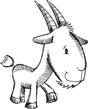 Farm Goat Sketch Doodle Vector Art