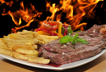 Carne a la parrilla.