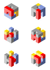 Obraz premium Cubical icons made with blocks