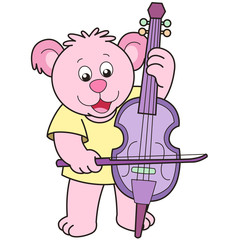 Cartoon Bear Playing a Cello