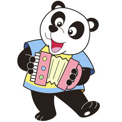Cartoon Panda Playing an Accordion