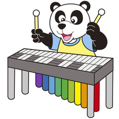 Cartoon Panda Playing a Vibraphone
