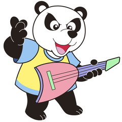 Cartoon Panda Playing an Electric Guitar