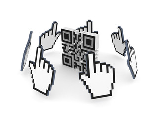 Cursors around QR code.