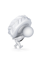 3d small person with a wheel on a back.