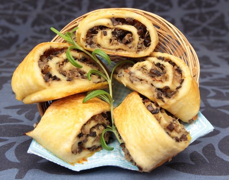 patty with mushrooms and sauerkraut