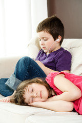 Fototapeta premium Girl taking a nap