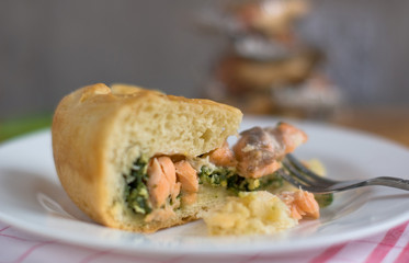 Pie with salmon