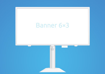 Outdoor advertising structure for banner isolated on blue