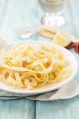 Pasta with prawns and orange