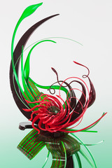 Red and green sugar sculpture with chocolate