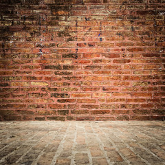 Brick wall and floor with vignette