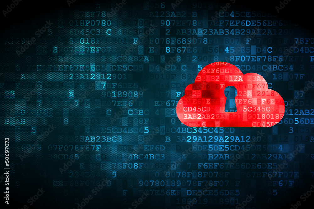 Aufkleber cloud computing concept: cloud whis keyhole on digital backgroun