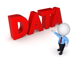 3d small person and word DATA.