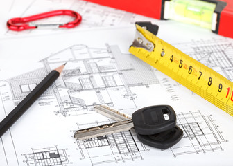 Door keys, construction projects and tools