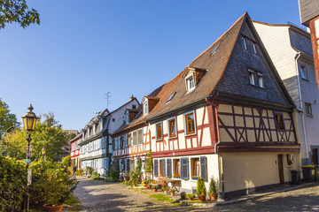 Fototapeta na wymiar beautiful half-timbered houses in Frankfurt Hoechst