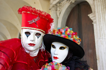 Venetian costume attends Carnival of Venice.