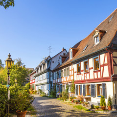 beautiful half-timbered houses in Frankfurt Hoechst