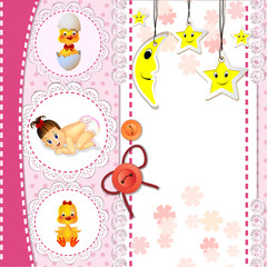 Baby girl announcement card.