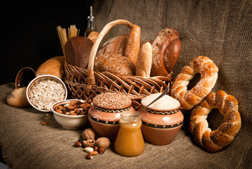 healthy  meal with bread , cereals