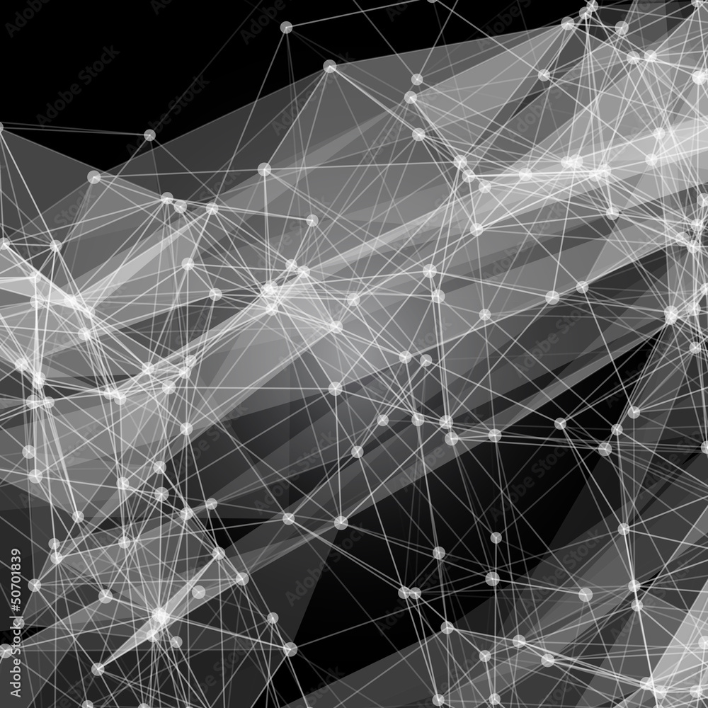 Poster abstract mesh background with circles, lines and shapes