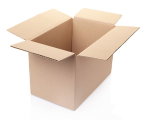 Open cardboard box isolated on white with clipping path