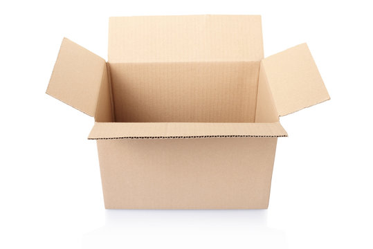 Cardboard box on white, clipping path included