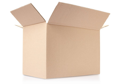 Open cardboard box, clipping path included