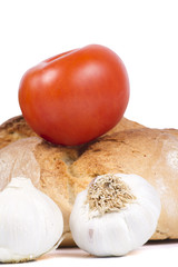 Fresh Bread with Tomatoe and Garlics