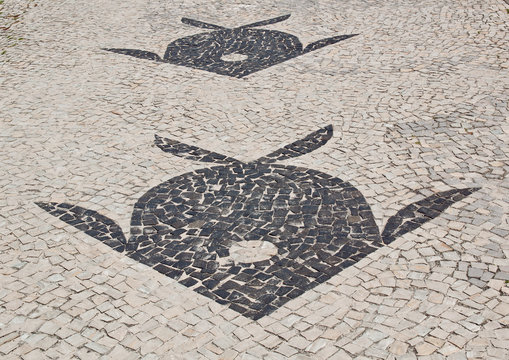 Mosaic of sidewalk Barra da Tijuca in Rio de Janeiro